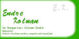 endre kolman business card